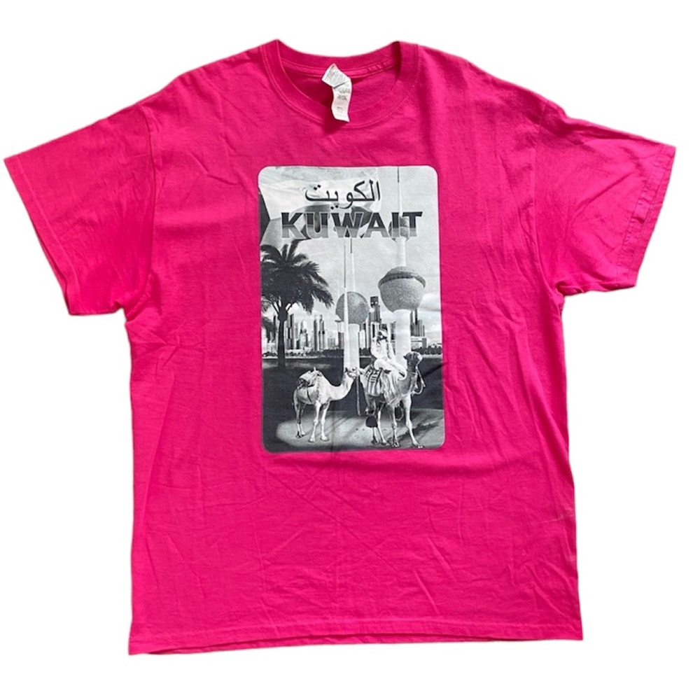 Men’s I love Kuwait T-Shirt Large Short Sleeve Cotton Tee Color Pink